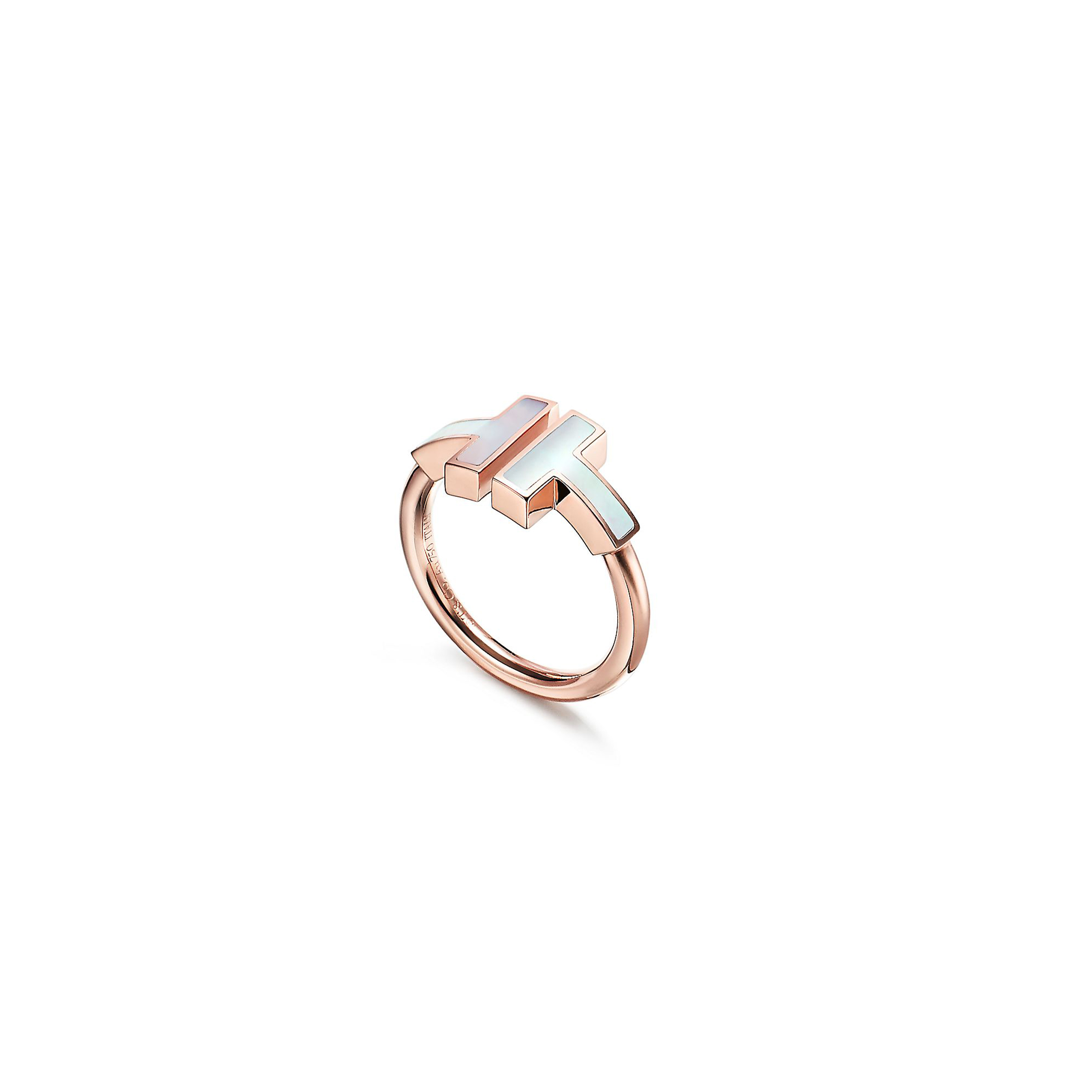 T*f*ny t wire ring in rose gold with mother-of-pearl 64027239